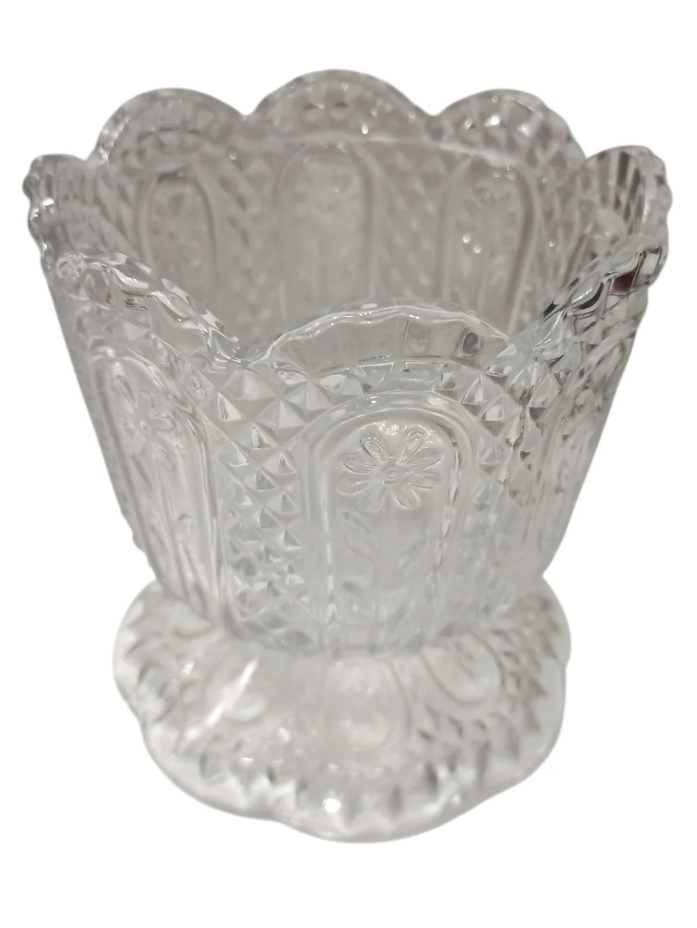 AVON Daisy Fostoria Votive Candle Holder Cut Glass 1970s